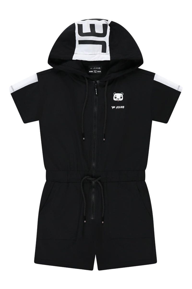 אוברול קפוצ'ון W JEANS לוגו בצד לילדות