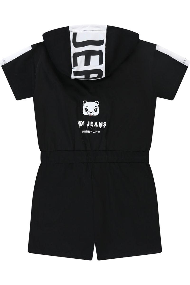 אוברול קפוצ'ון W JEANS לוגו בצד לילדות