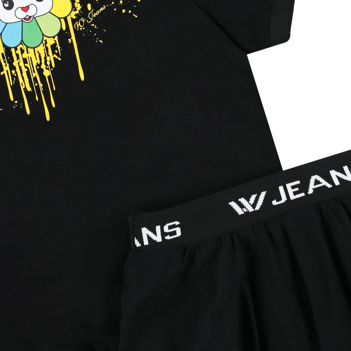 חליפת חצאית W JEANS הדפס אחורי זריקת צבע לילדות