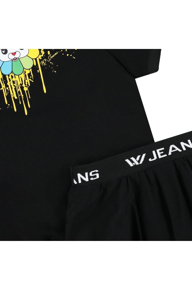 חליפת חצאית W JEANS הדפס אחורי זריקת צבע לילדות