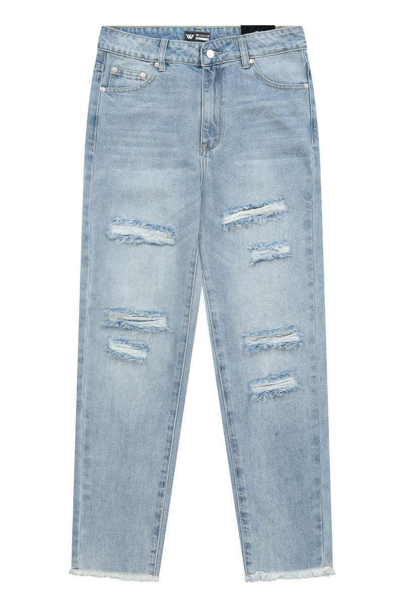 מכנסי ג'ינס W JEANS בצבע כחול לנשים