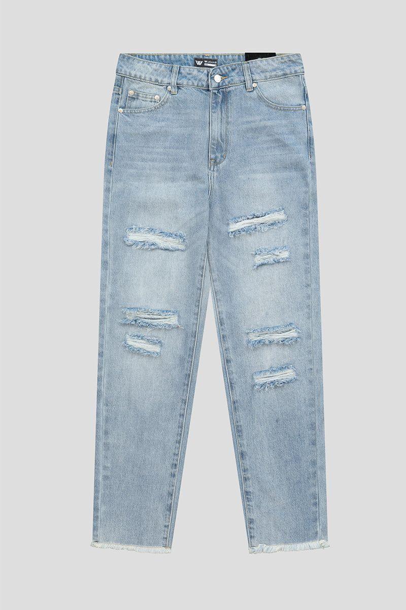 מכנסי ג'ינס W JEANS בצבע כחול לנשים