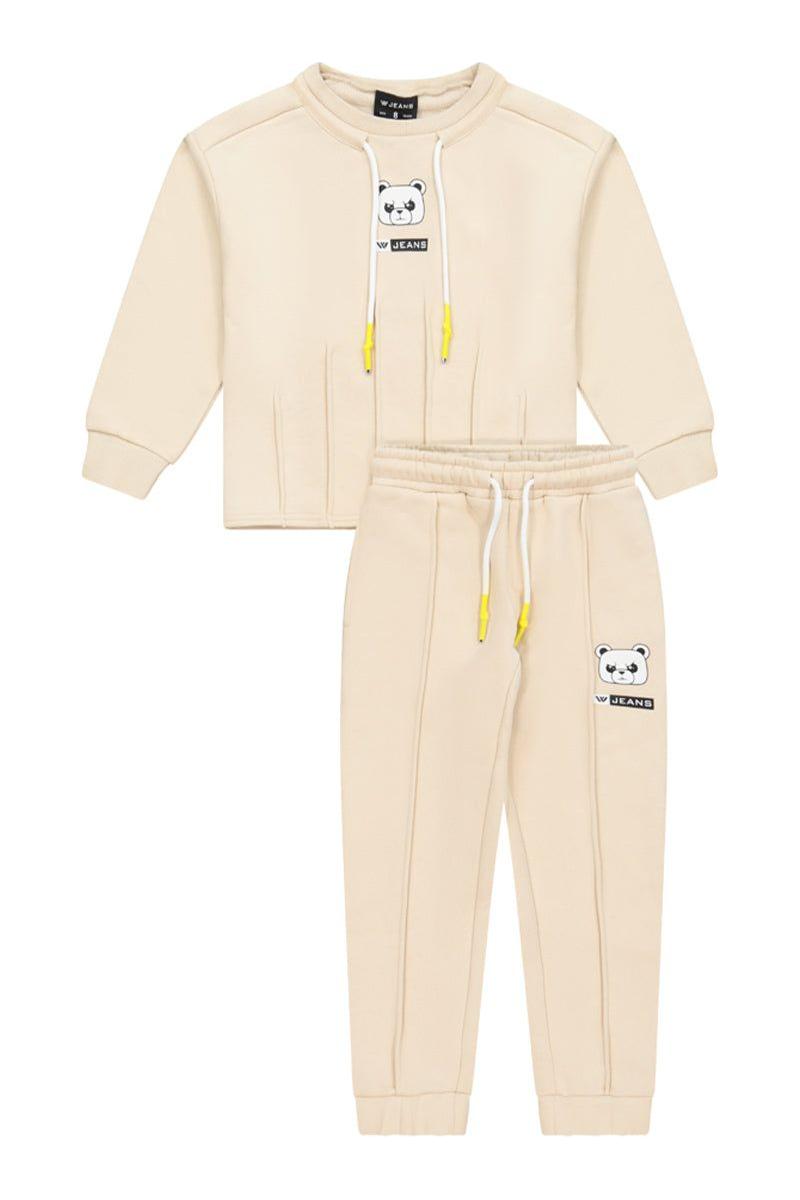 חליפת טרנינג W JEANS לוגו דובי לילדות