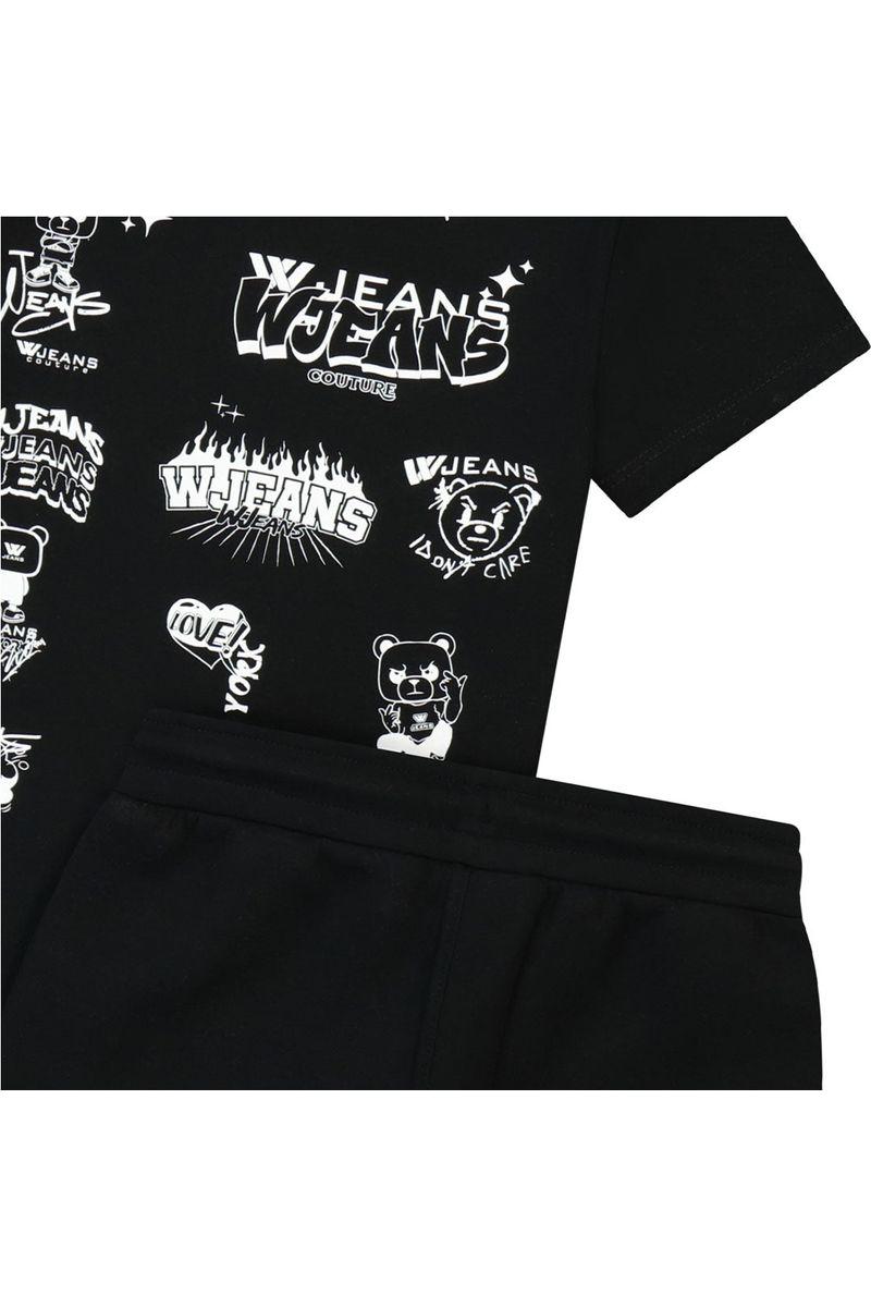 חליפת טריקו W JEANS כיתובי לוגו מאחורה לילדים