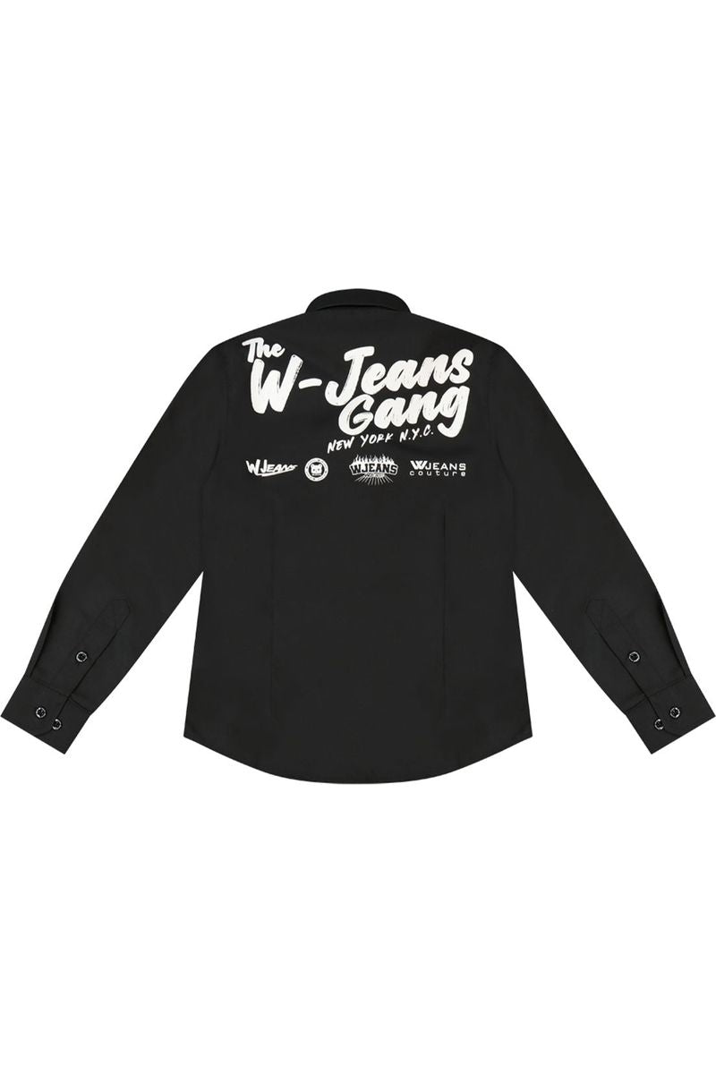 חולצה מכופתרת W JEANS GANG הדפס לוגו מותג אחורי לילדים