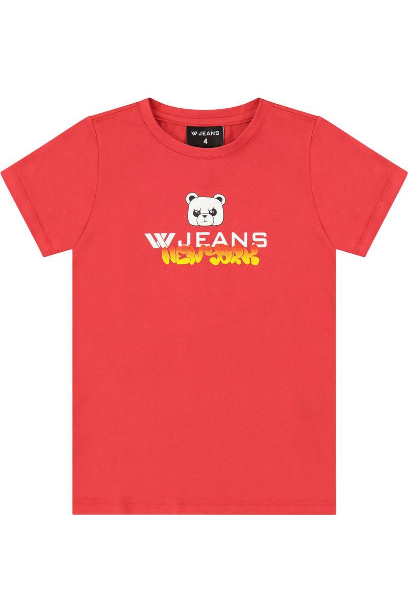 חולצת טי שרט W JEANS NEW YORK הדפס אחורי לילדים Red / 2Y