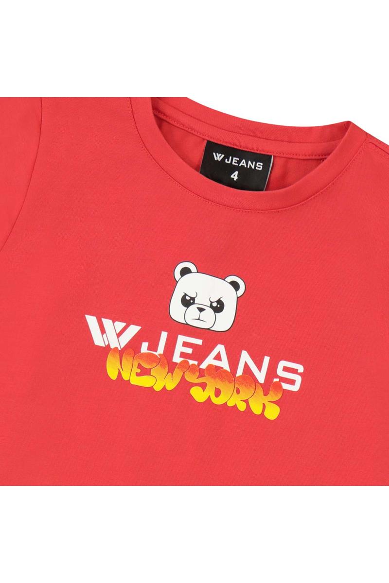 חולצת טי שרט W JEANS NEW YORK הדפס אחורי לילדים Red / 2Y