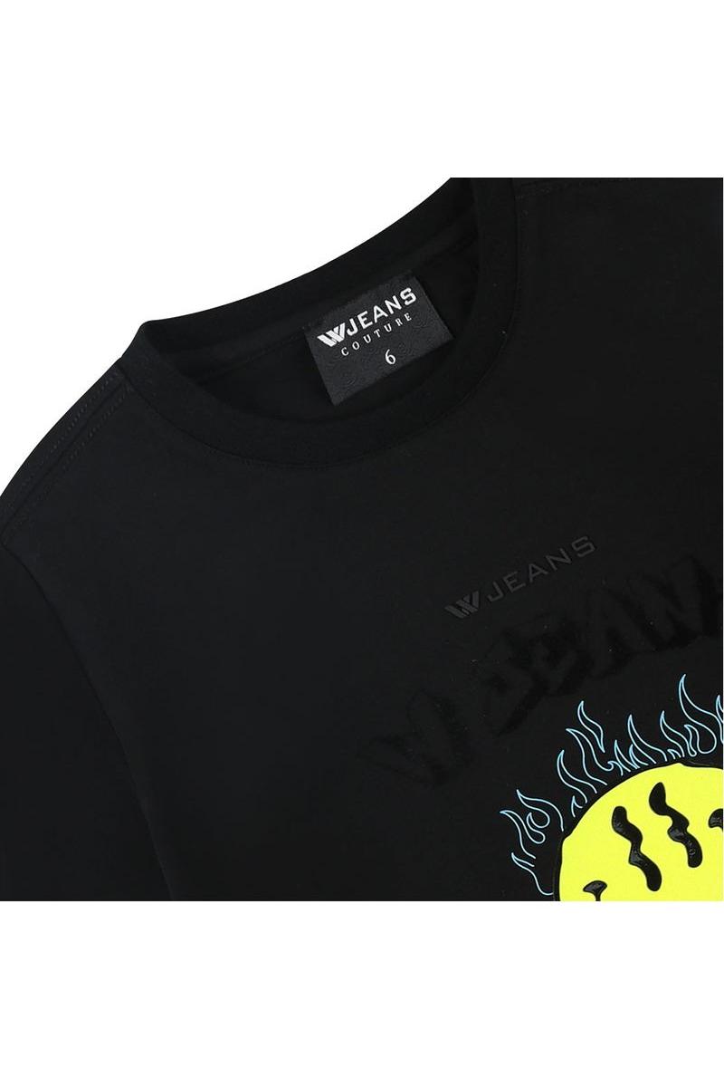 חולצת טי שרט W JEANS ארוכה סמיילי בלהבות לילדים