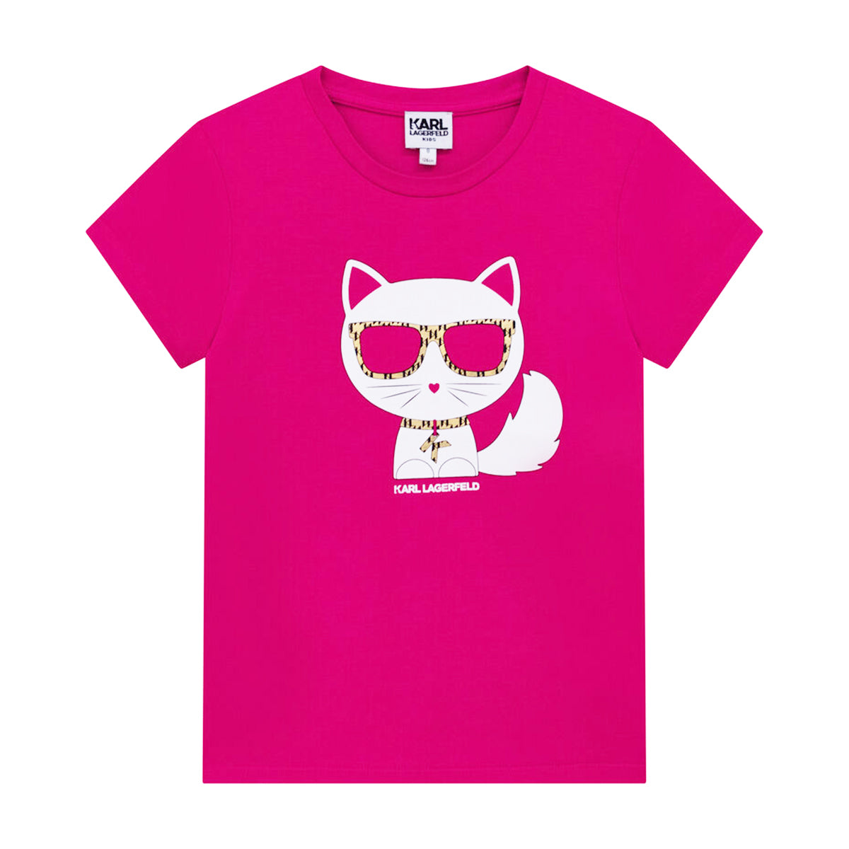 חולצת טישירט שרוול קצר KARL LAGERFELD חתול עם משקפיים לילדות