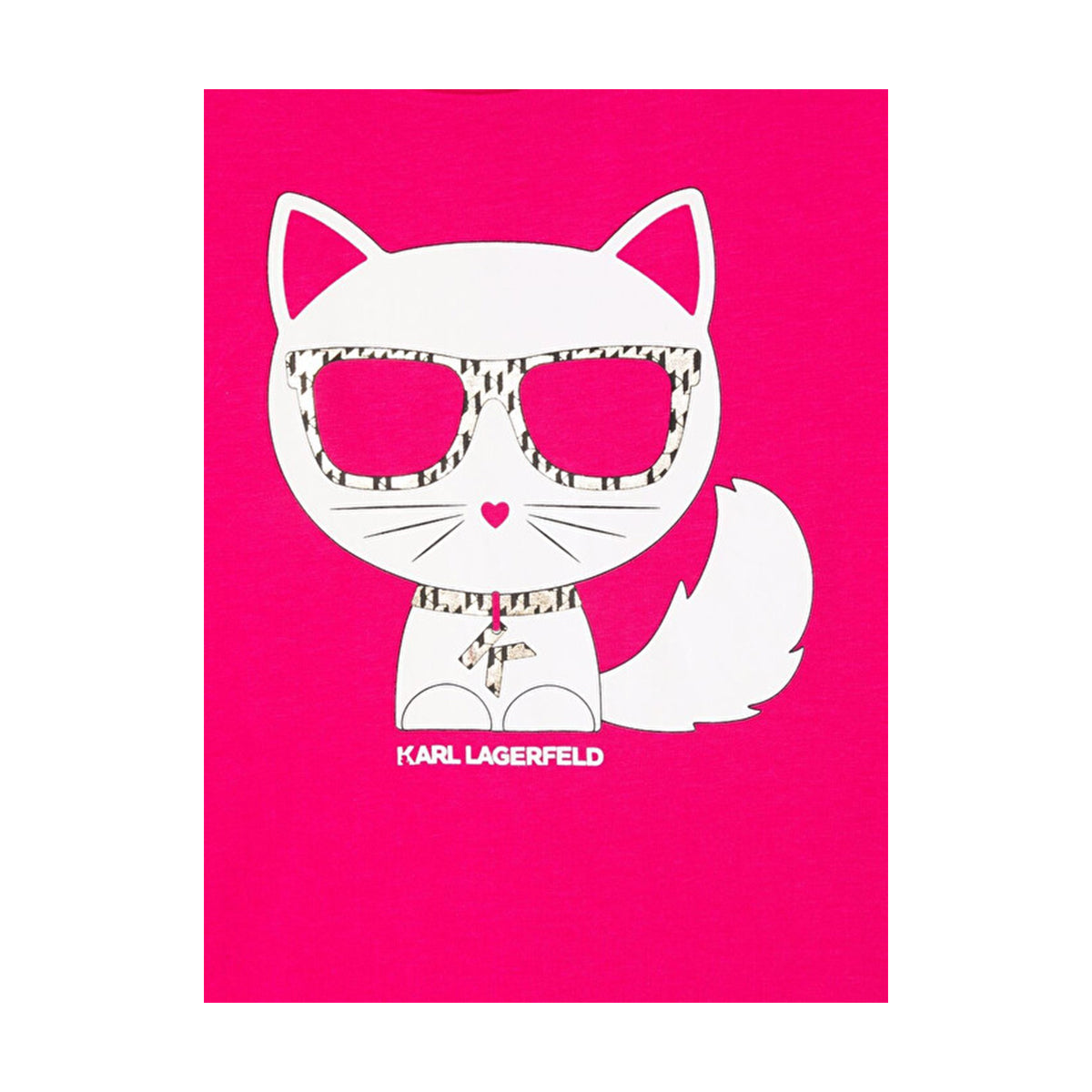 חולצת טישירט שרוול קצר KARL LAGERFELD חתול עם משקפיים לילדות
