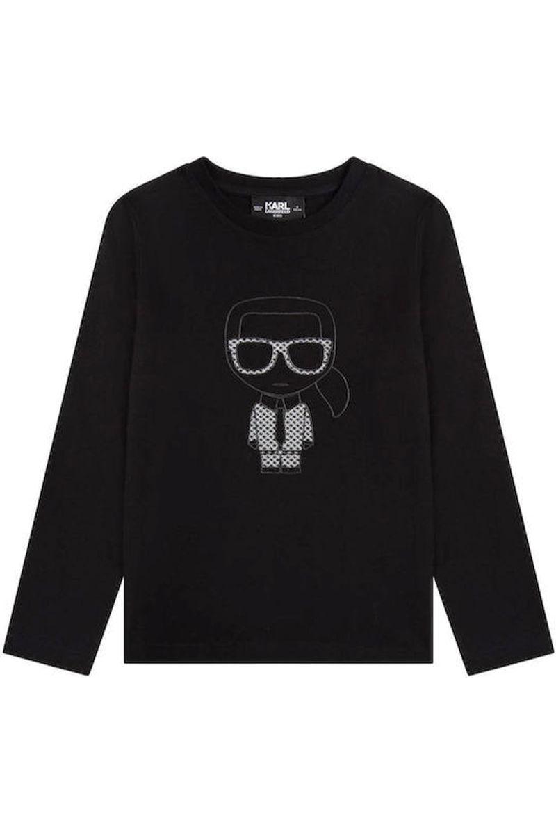 חולצת טי שרט KARL LAGERFELD ארוכה הדפס לוגו לילדים