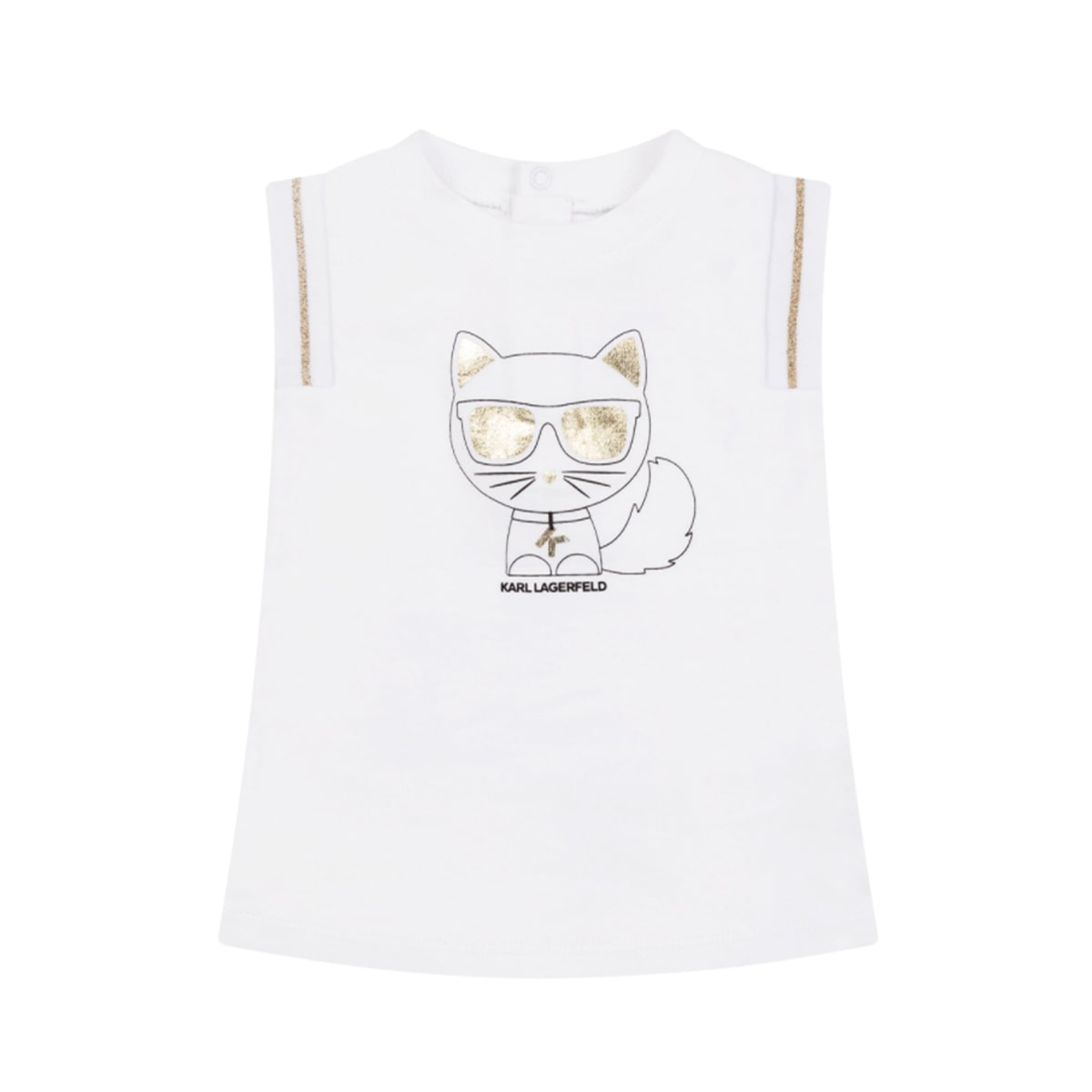 שמלה ללא שרוול KARL LAGERFELD לוגו חתול עם משקפיים לתינוקות