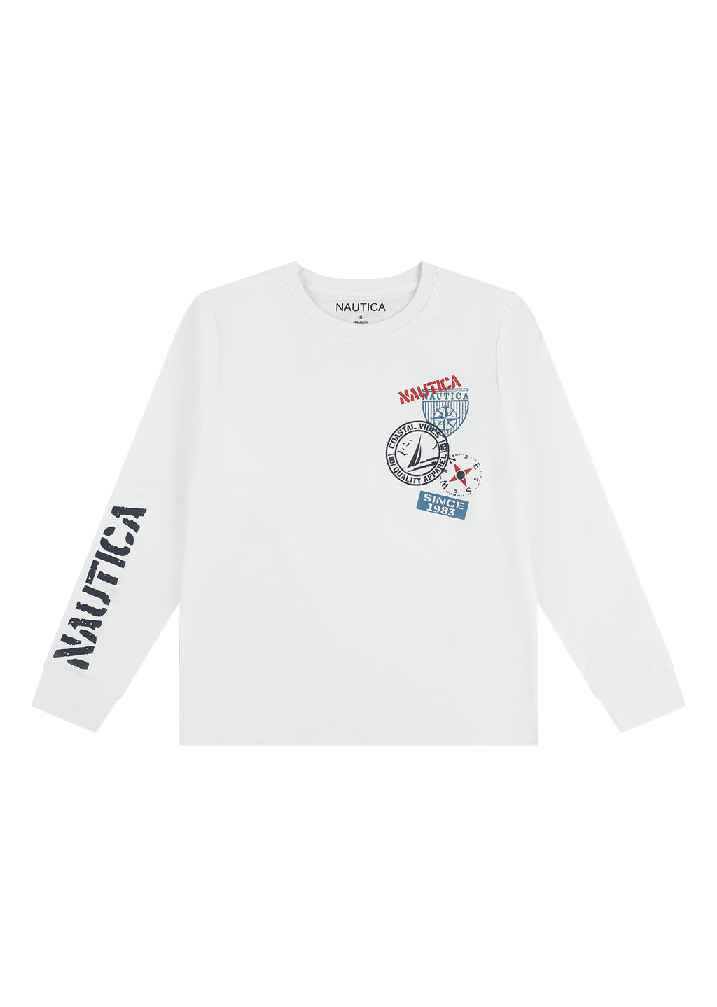 חולצת טישרט NAUTICA בעיצוב ממותג לילדים WHITE / 2Y