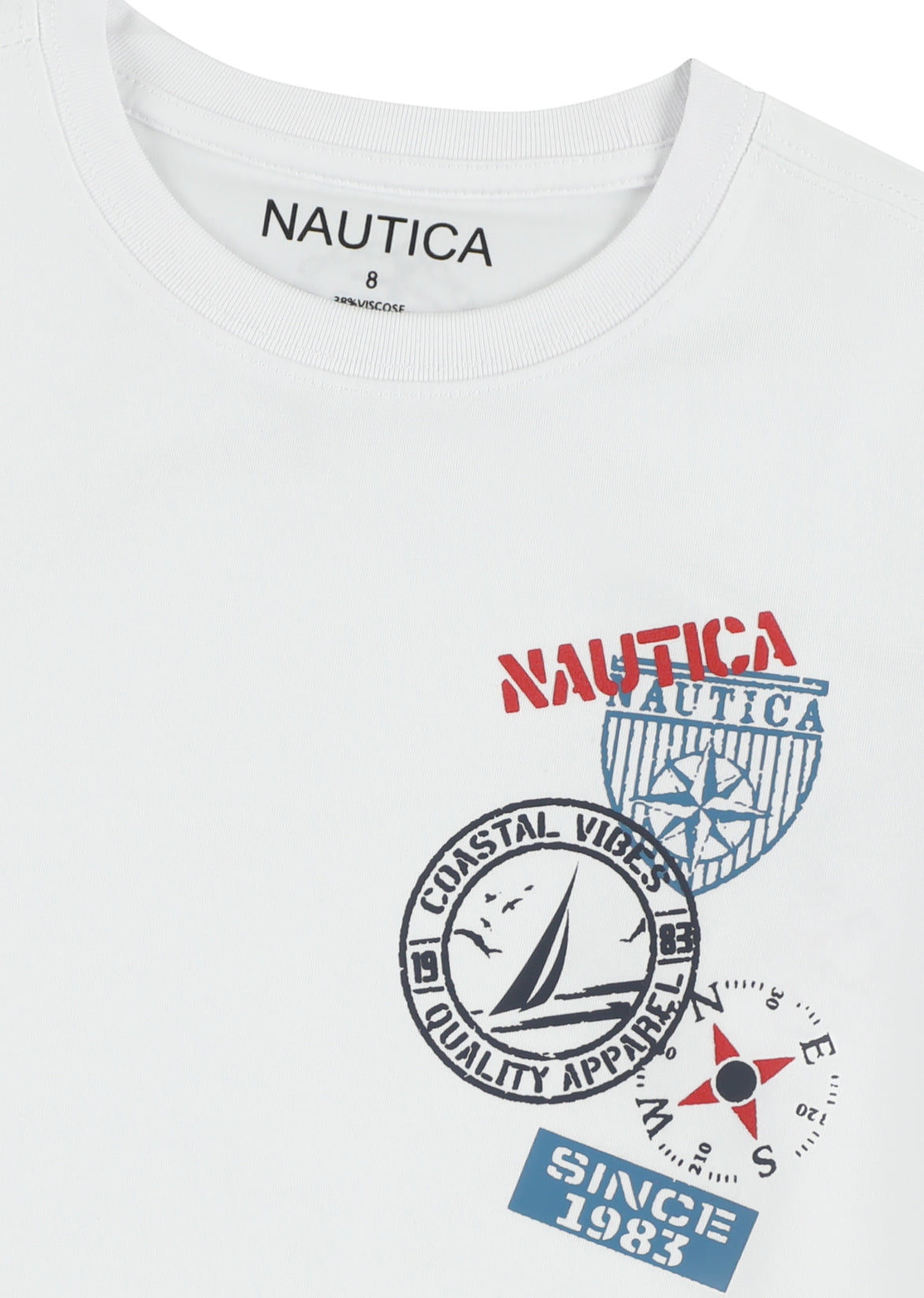 חולצת טישרט NAUTICA בעיצוב ממותג לילדים WHITE / 2Y