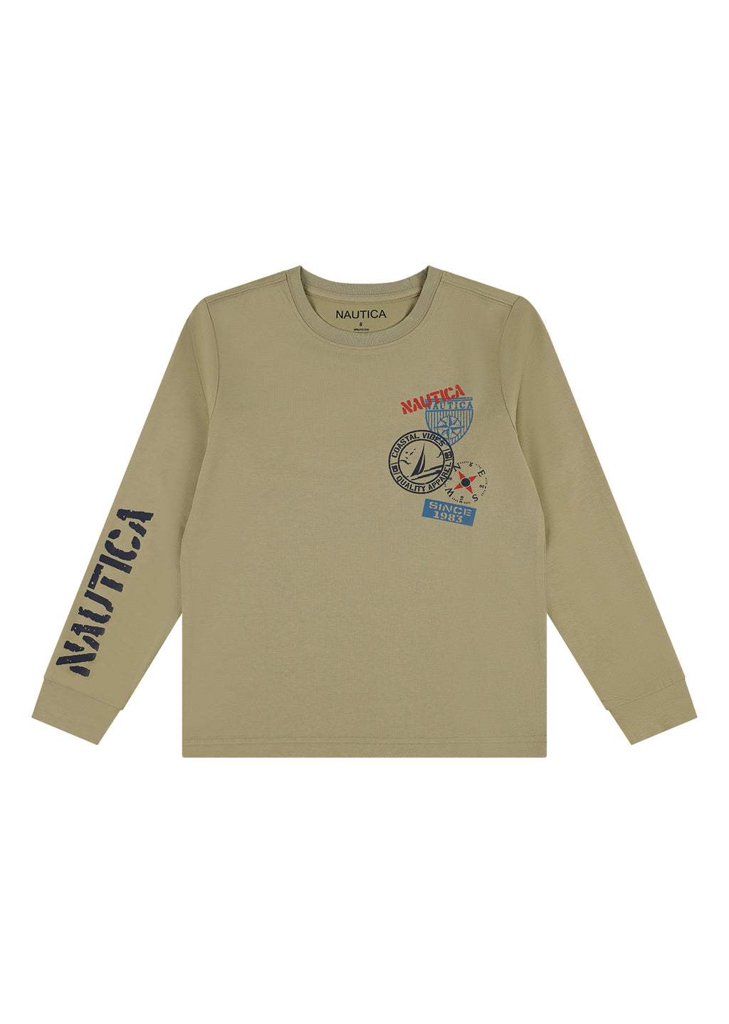חולצת טישרט NAUTICA בעיצוב ממותג לילדים BROWN / 2Y