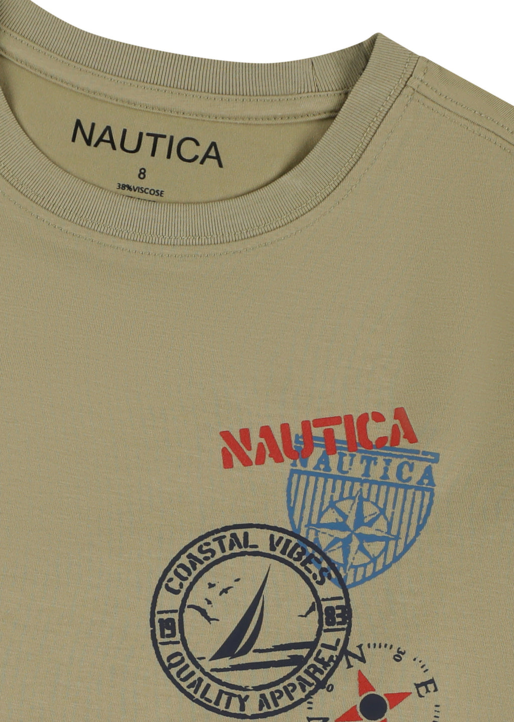 חולצת טישרט NAUTICA בעיצוב ממותג לילדים BROWN / 2Y