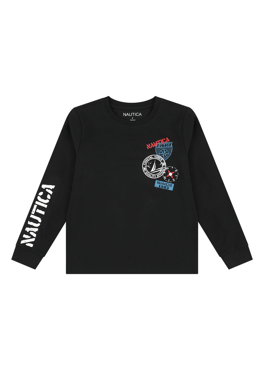 חולצת טישרט NAUTICA בעיצוב ממותג לילדים BLACK / 2Y