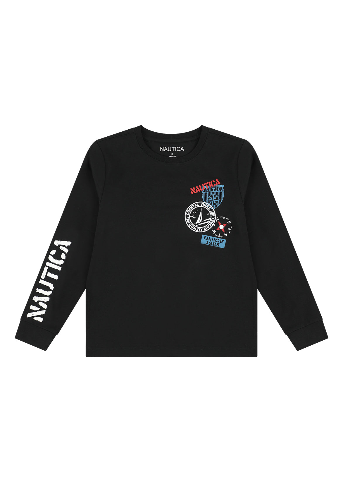 חולצת טישרט NAUTICA בעיצוב ממותג לילדים BLACK / 2Y