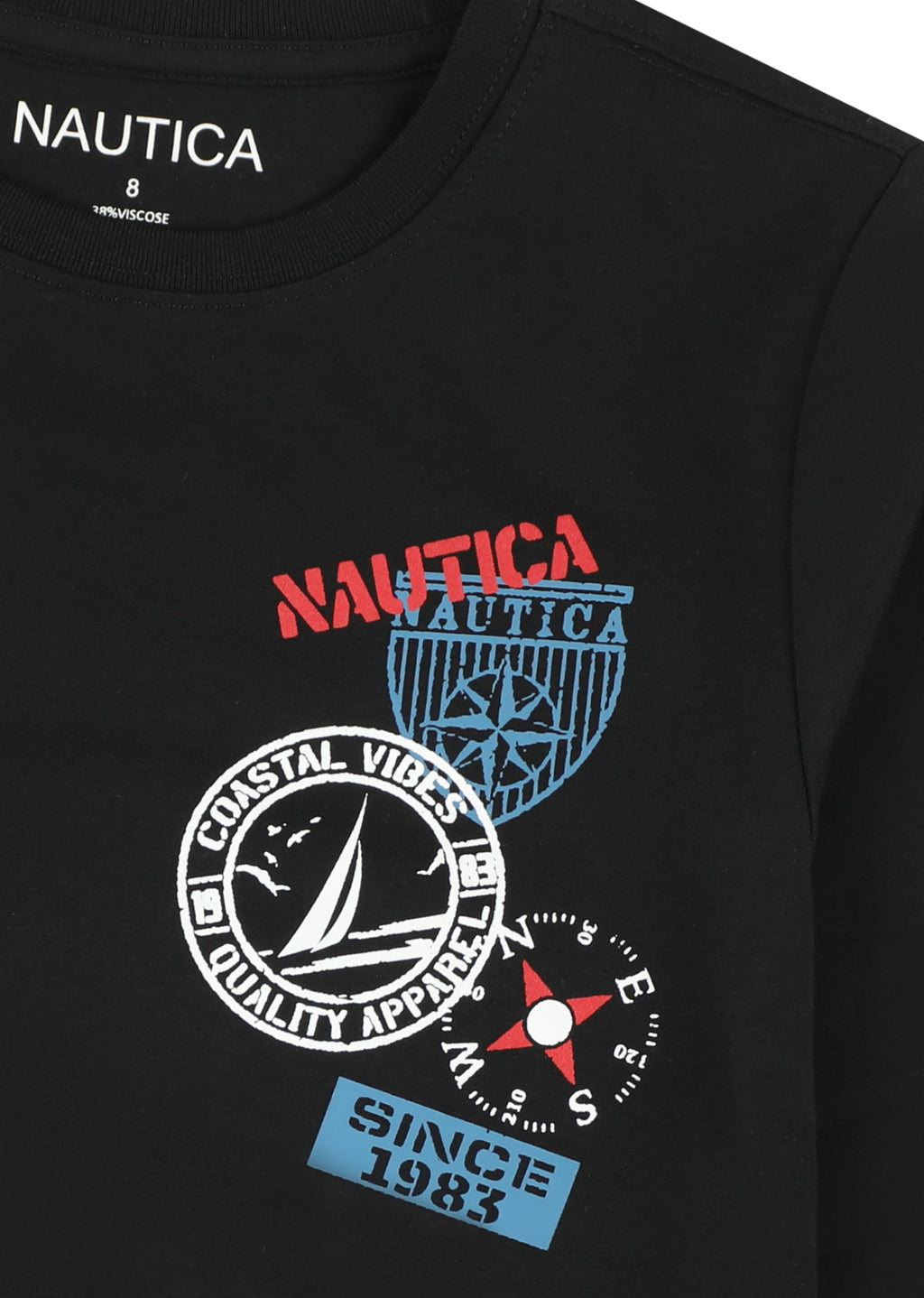 חולצת טישרט NAUTICA בעיצוב ממותג לילדים BLACK / 2Y