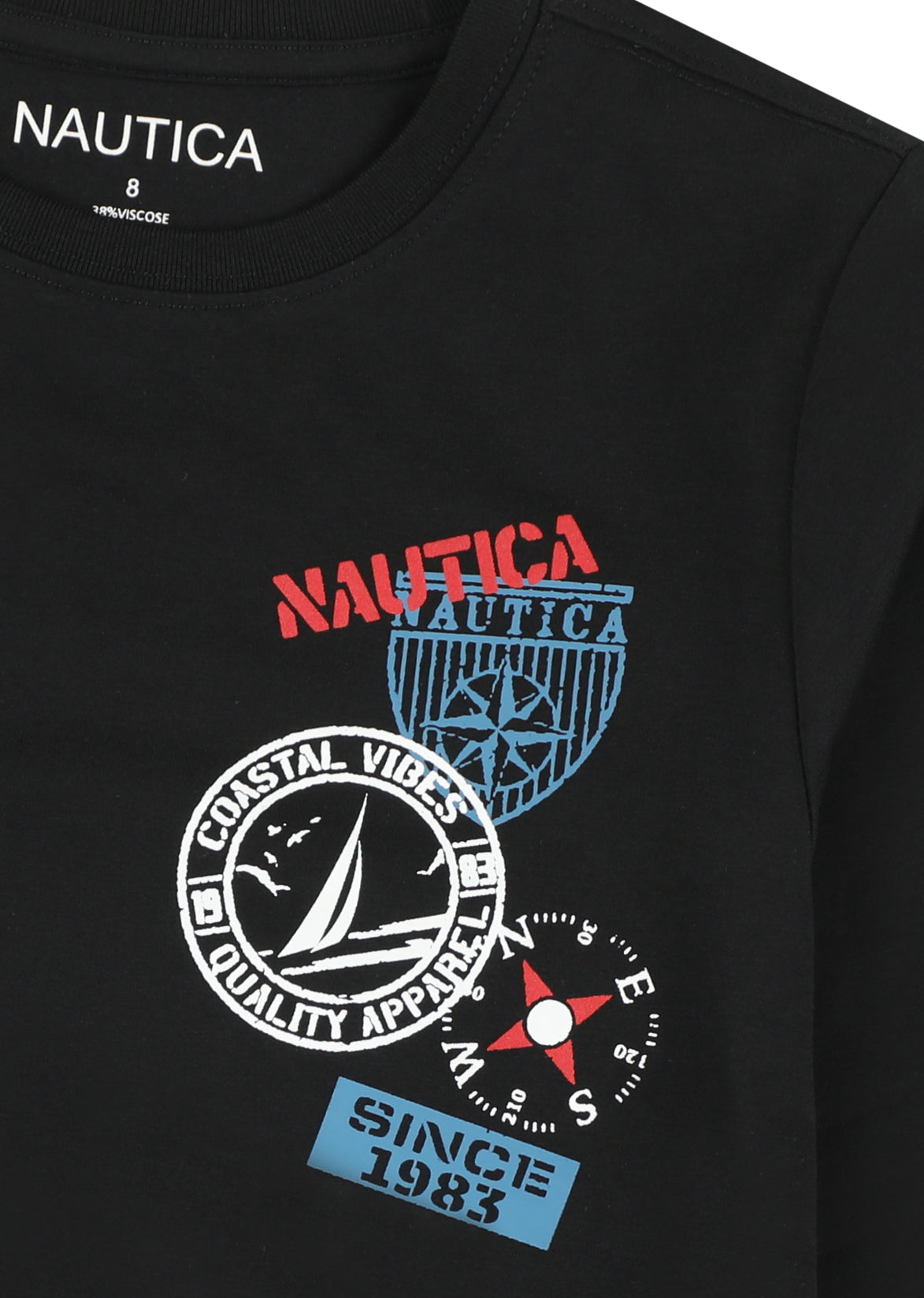 חולצת טישרט NAUTICA בעיצוב ממותג לילדים BLACK / 2Y