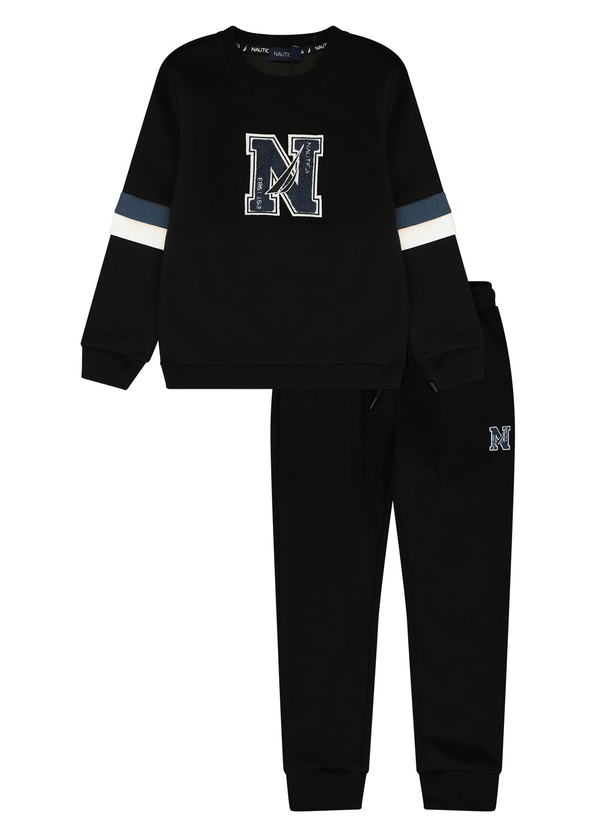 חליפת טרנינג NAUTICA  לוגו N באמצע לילדים BLACK / 2Y