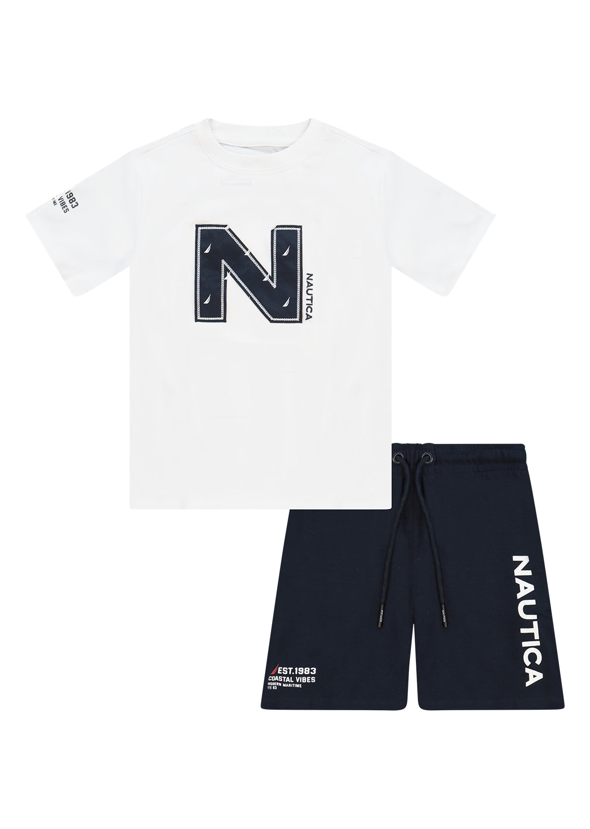 חליפת טריקו NAUTICA בלוגו N גדול לילדים WHITE / 2Y