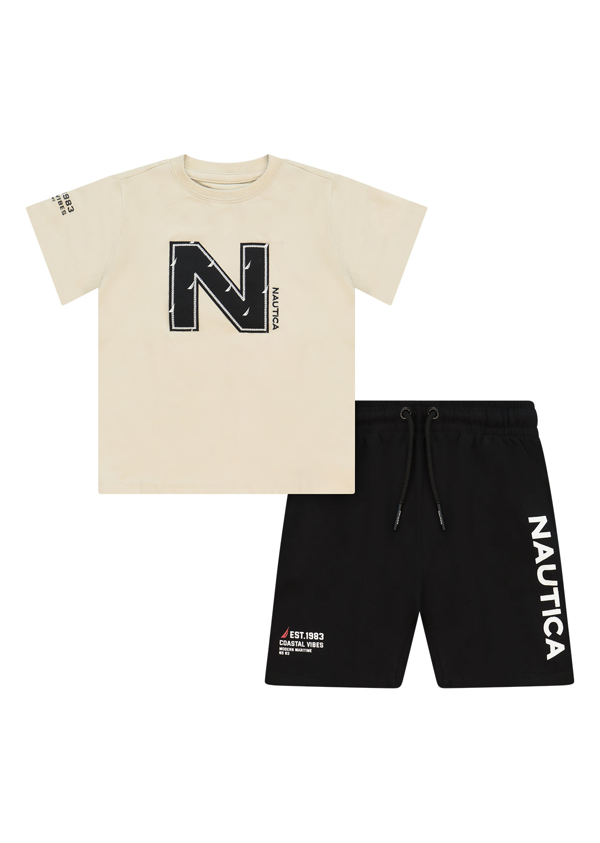 חליפת טריקו NAUTICA בלוגו N גדול לילדים BEIGE / 2Y