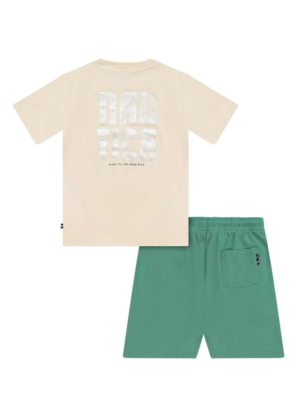 חליפת טריקו NAUTICA בלוגו גדול לילדים BEIGE / 2Y