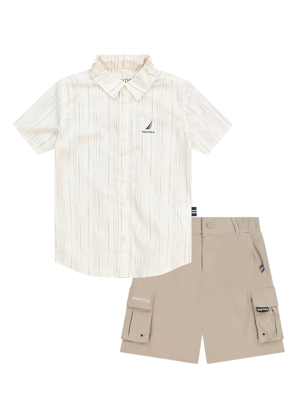 חליפת טריקו NAUTICA בדפוס ניווט קדמי לילדים BEIGE / 2Y