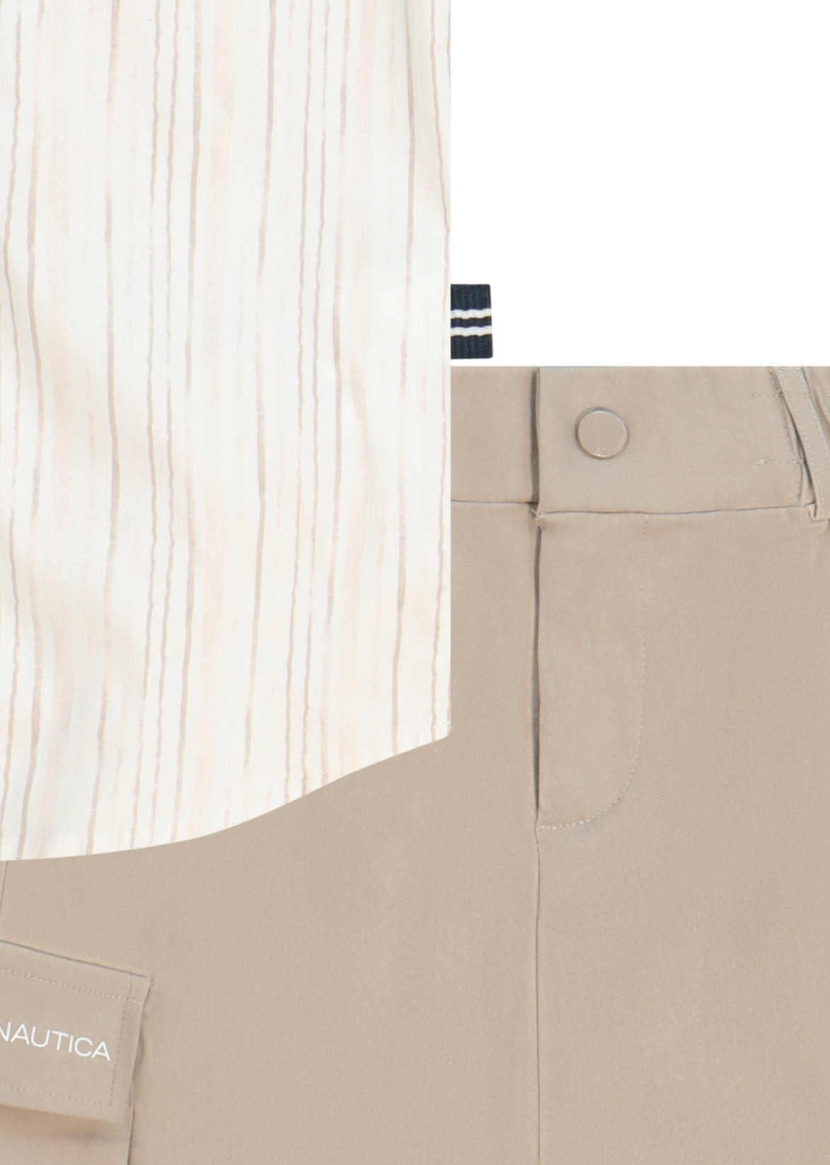 חליפת טריקו NAUTICA בדפוס ניווט קדמי לילדים BEIGE / 2Y