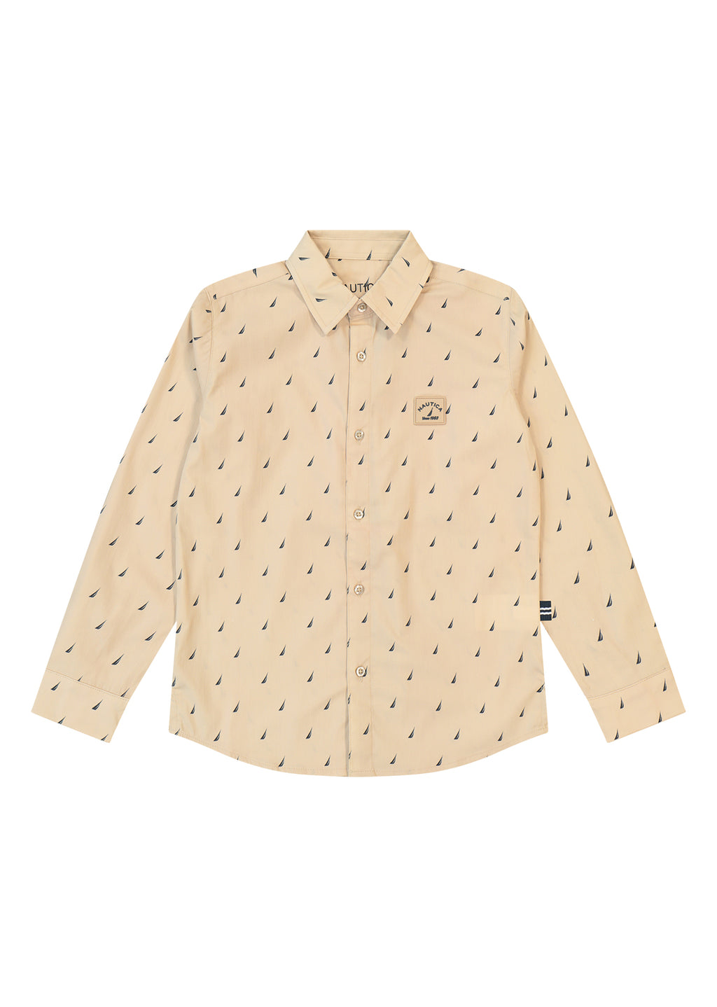 חולצה מכופתרת NAUTICA בדוגמת סמלים ימיים לילדים BEIGE / 2Y
