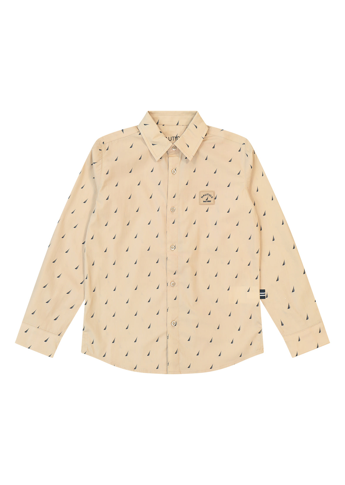 חולצה מכופתרת NAUTICA בדוגמת סמלים ימיים לילדים BEIGE / 2Y