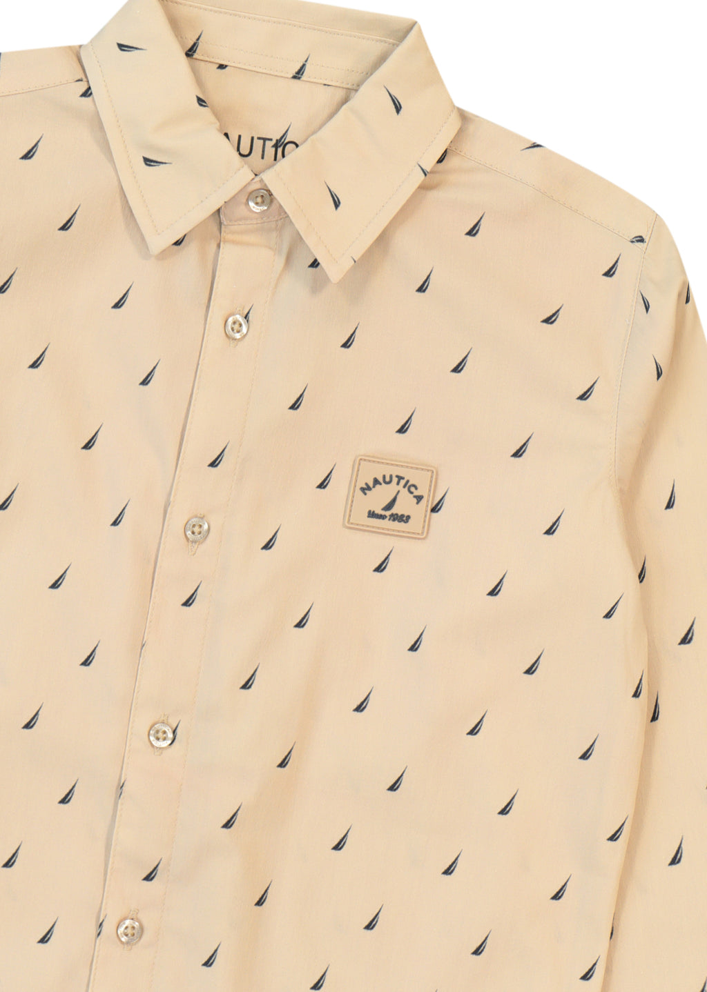 חולצה מכופתרת NAUTICA בדוגמת סמלים ימיים לילדים BEIGE / 2Y