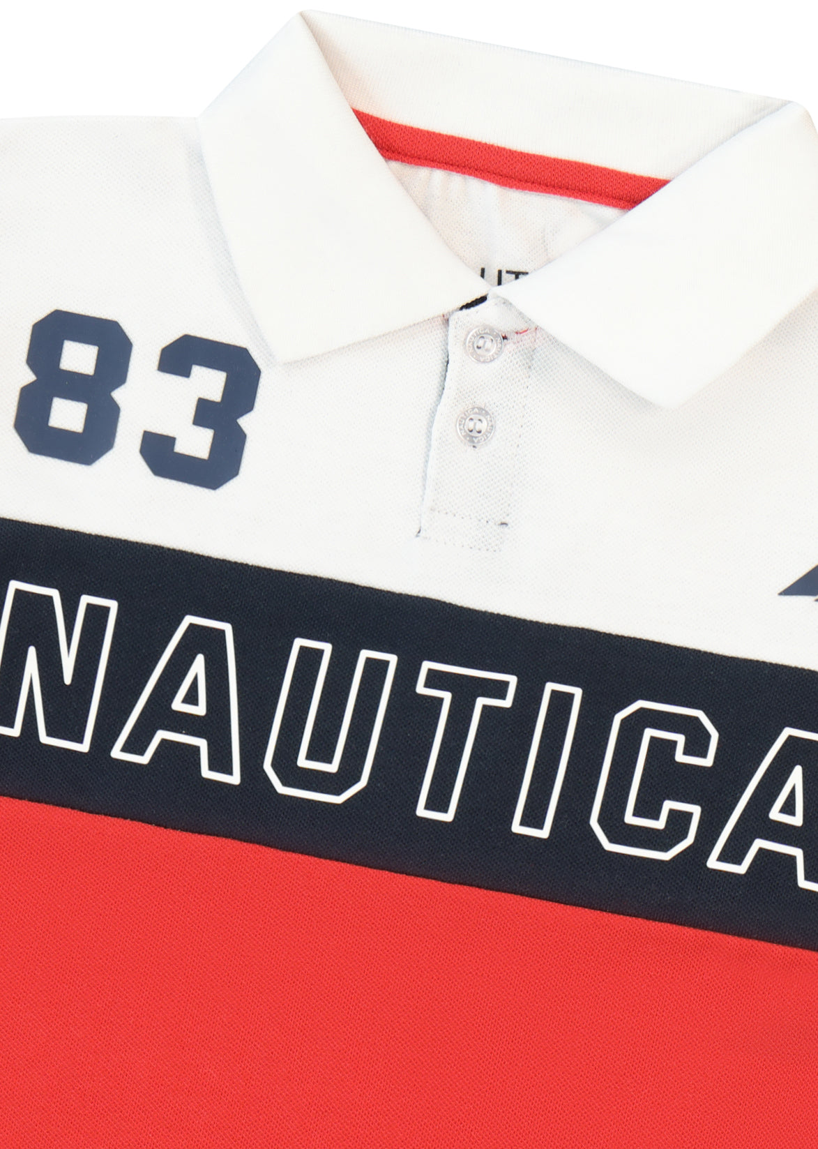 חולצת צווארון NAUTICA בבלוקי צבע ומיתוג חזה לילדים WHITE / 2Y