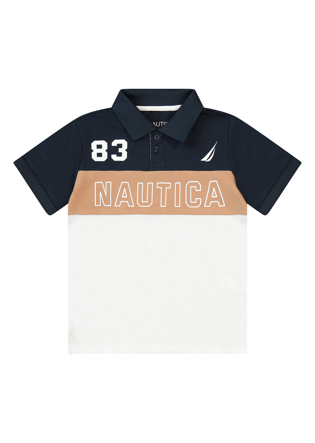 חולצת צווארון NAUTICA בבלוקי צבע ומיתוג חזה לילדים BLUE / 2Y
