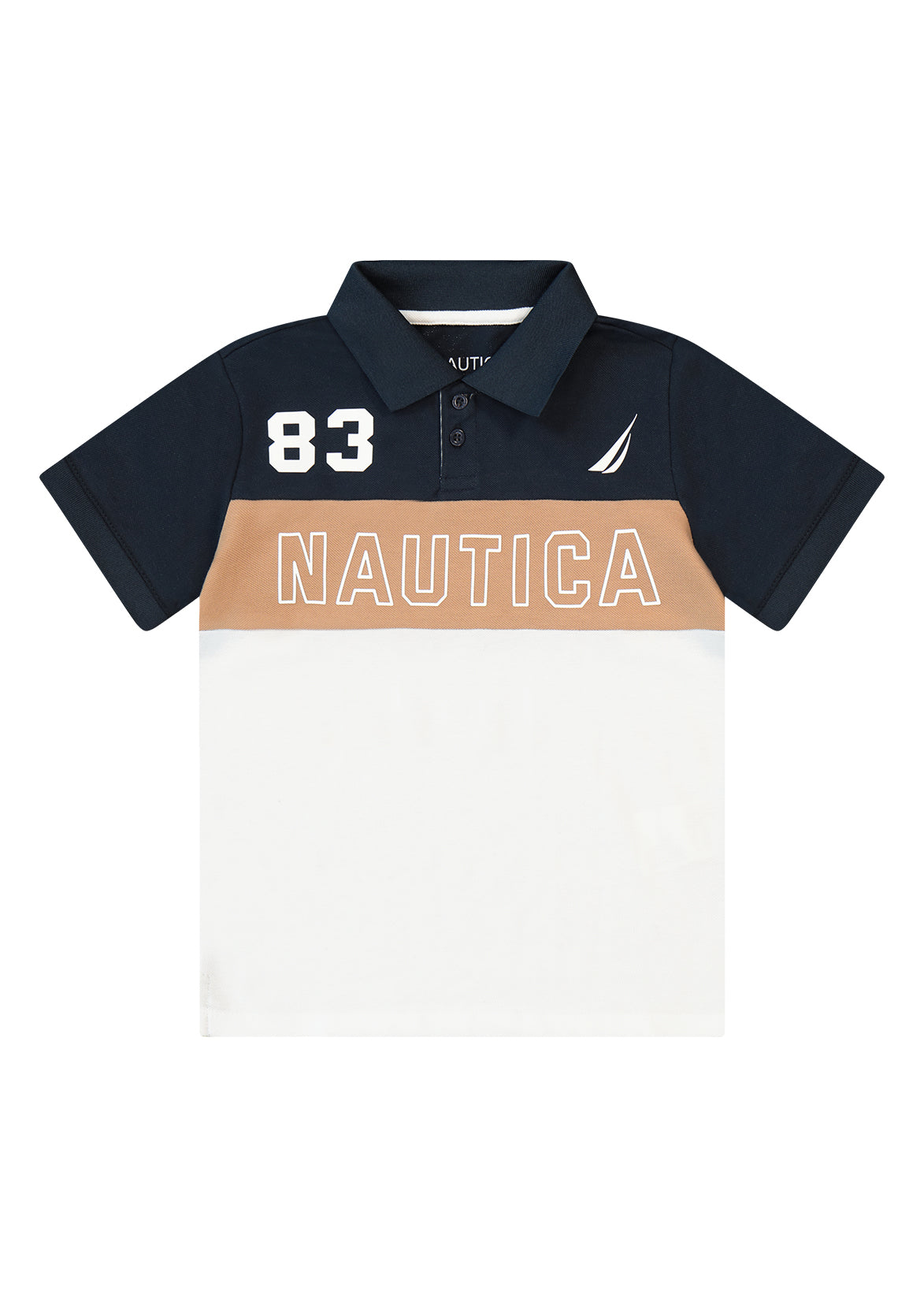 חולצת צווארון NAUTICA בבלוקי צבע ומיתוג חזה לילדים BLUE / 2Y