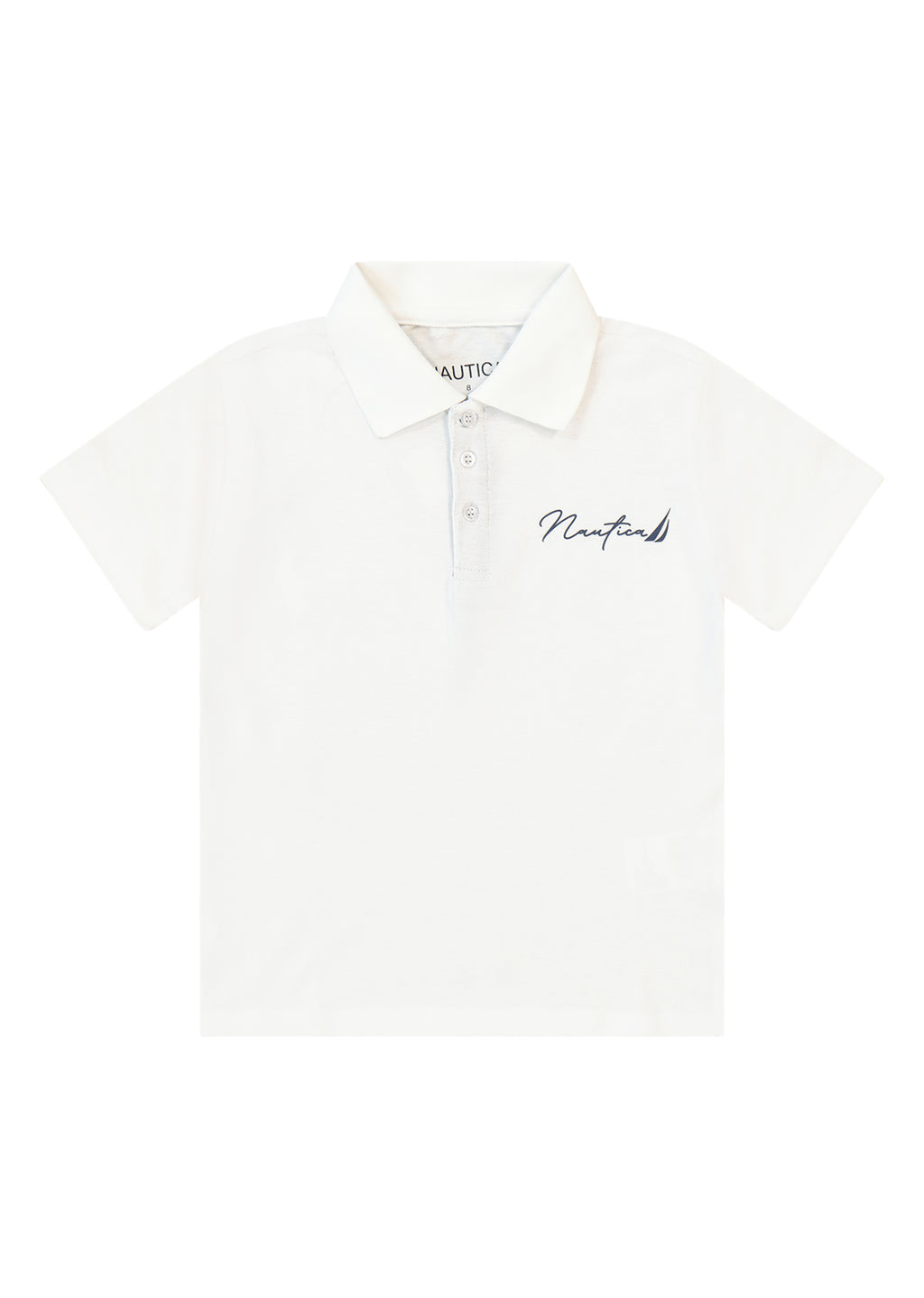 חולצת צווארון NAUTICA בטקסט גרפי גדול לילדים WHITE / 2Y