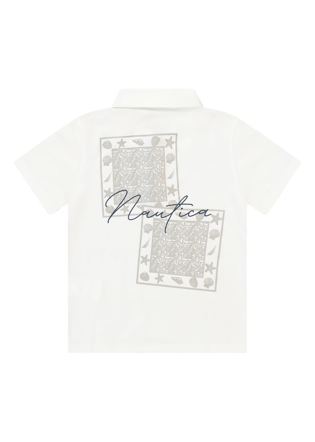 חולצת צווארון NAUTICA בטקסט גרפי גדול לילדים WHITE / 2Y