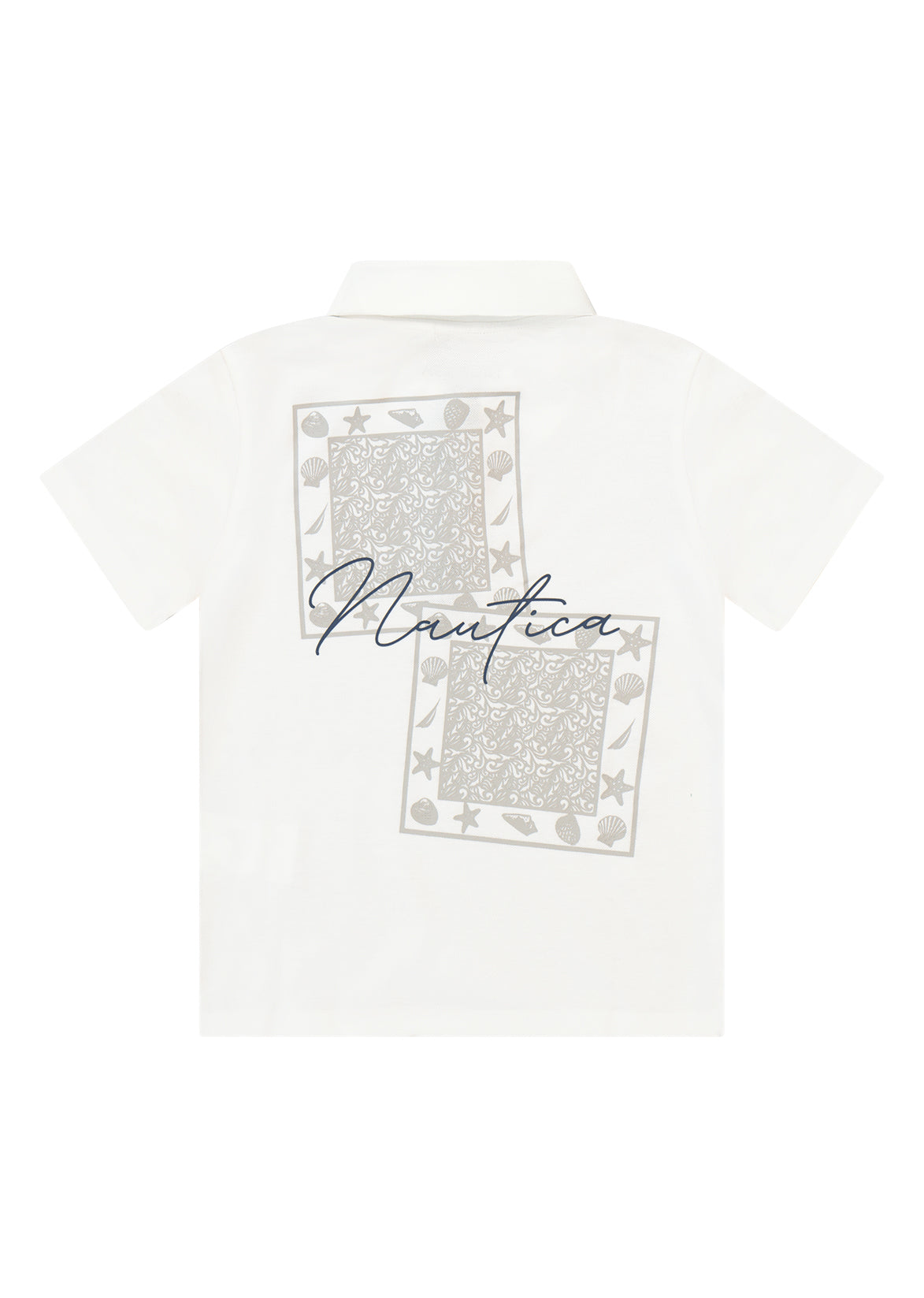 חולצת צווארון NAUTICA בטקסט גרפי גדול לילדים WHITE / 2Y