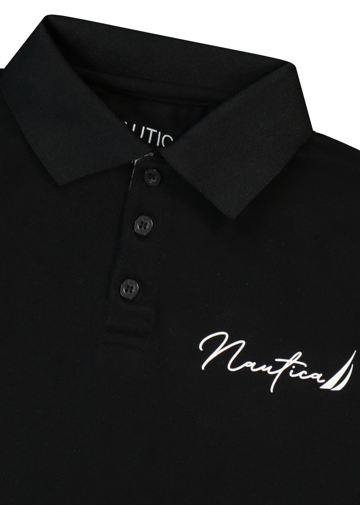 חולצת צווארון NAUTICA בטקסט גרפי גדול לילדים BLACK / 2Y