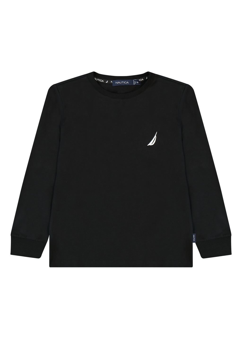 חולצת טישירט NAUTICA לוגו מותג בצד לילדים WHITE / 2Y