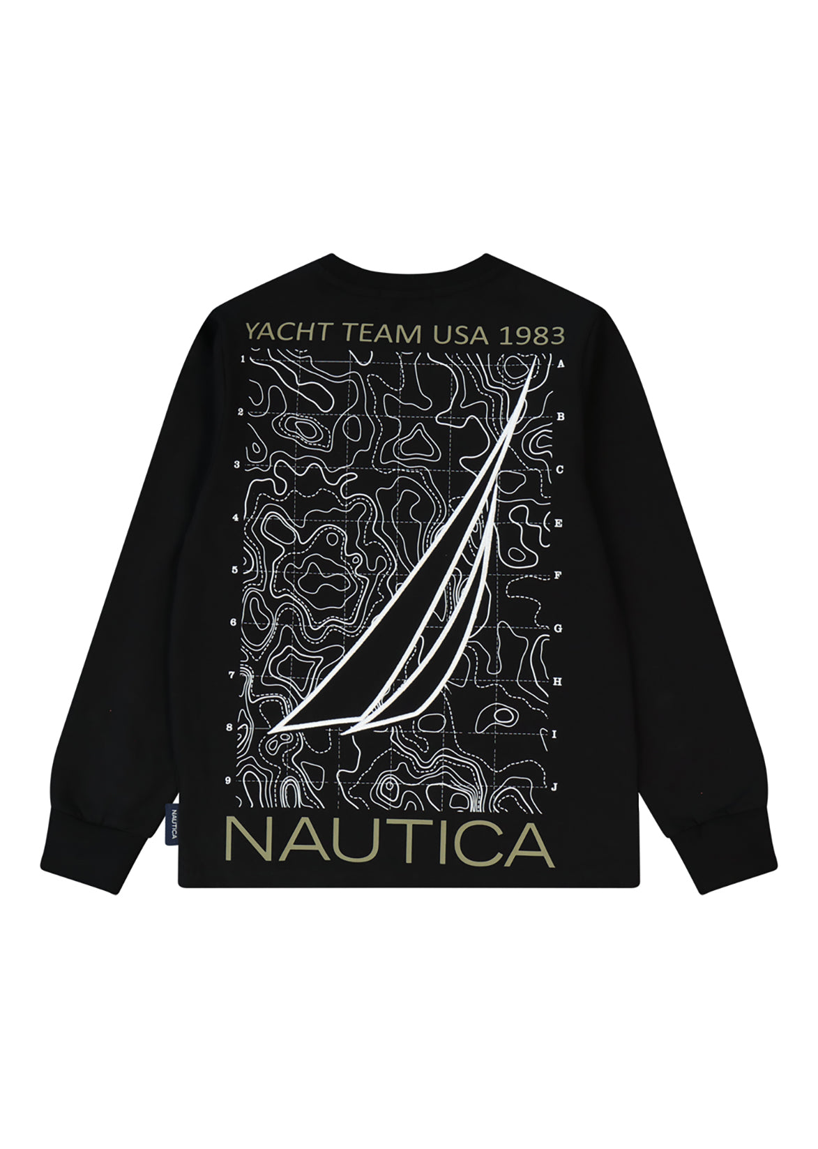 חולצת טישירט NAUTICA הדפס בגב לילדים BLACK / 2Y