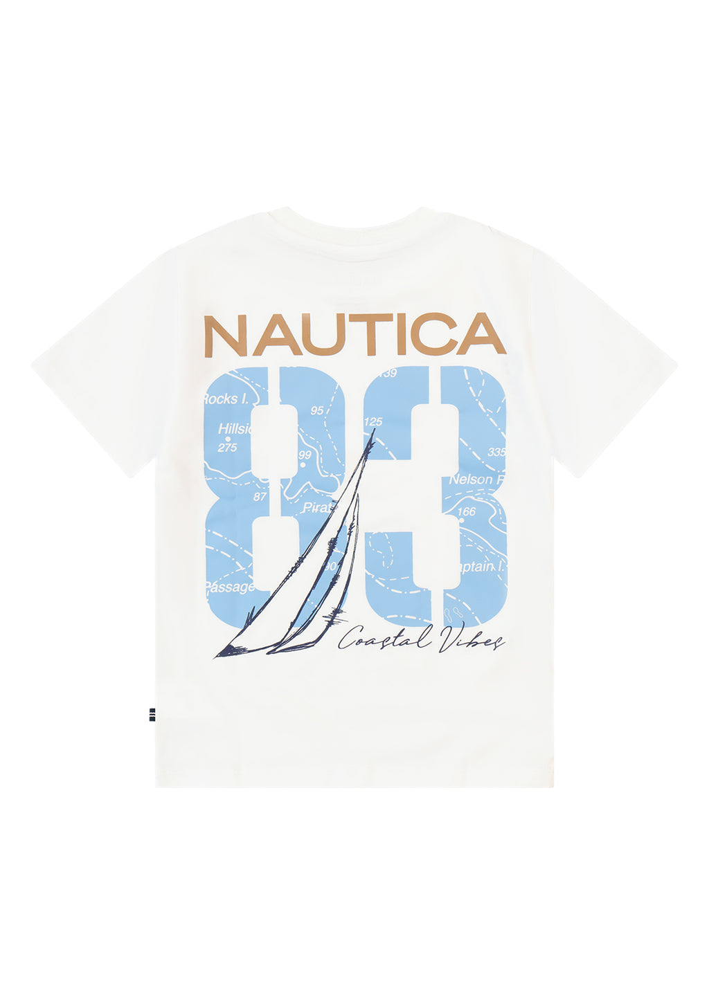 חולצת טישרט NAUTICA בדפוס מספר גדול וסטייל ימי לילדים WHITE / 2Y