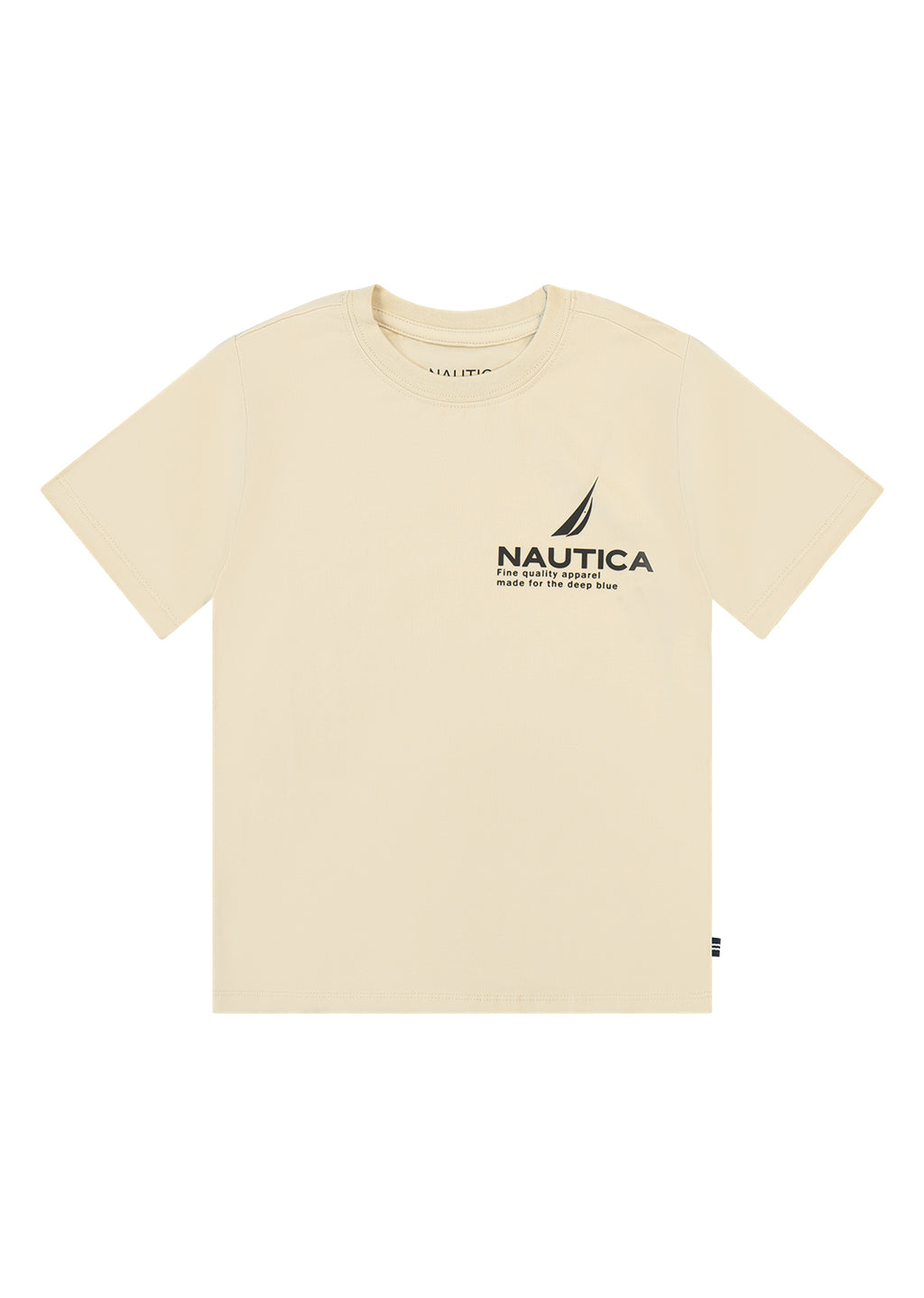 חולצת טישרט NAUTICA בלוגו קטן ועיצוב לילדים BEIGE / 2Y