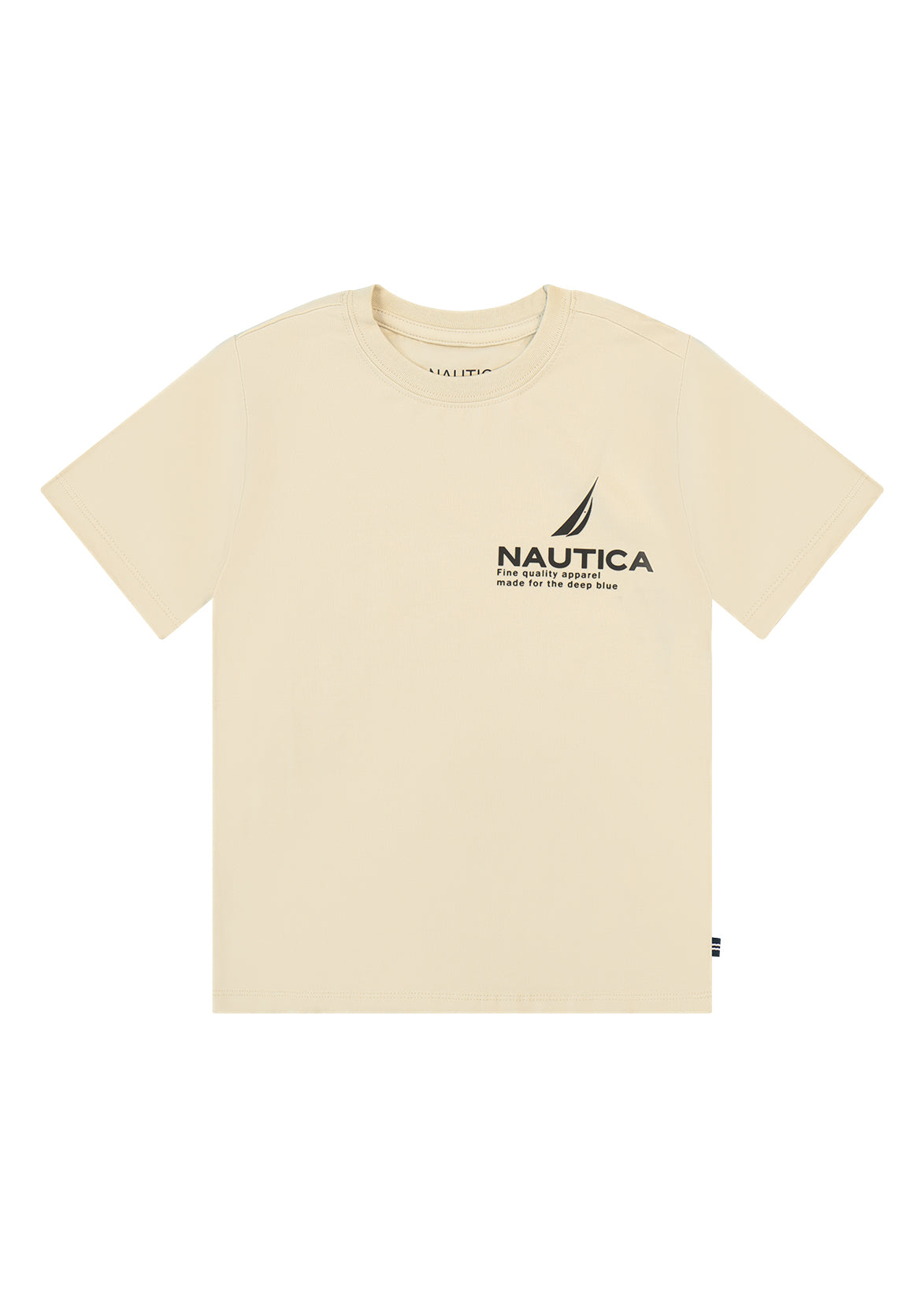 חולצת טישרט NAUTICA בלוגו קטן ועיצוב לילדים BEIGE / 2Y