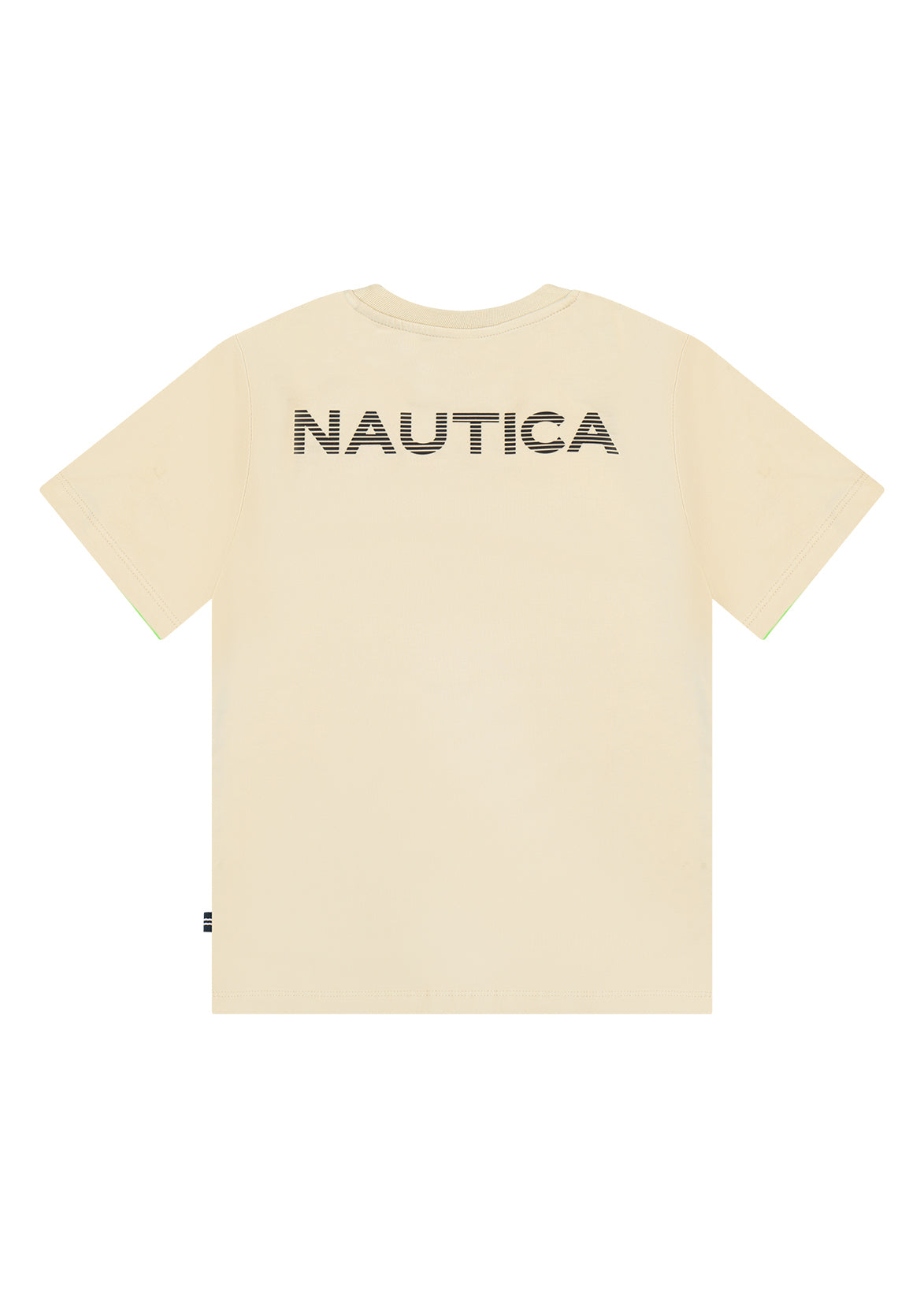 חולצת טישרט NAUTICA בלוגו קטן ועיצוב לילדים BEIGE / 2Y