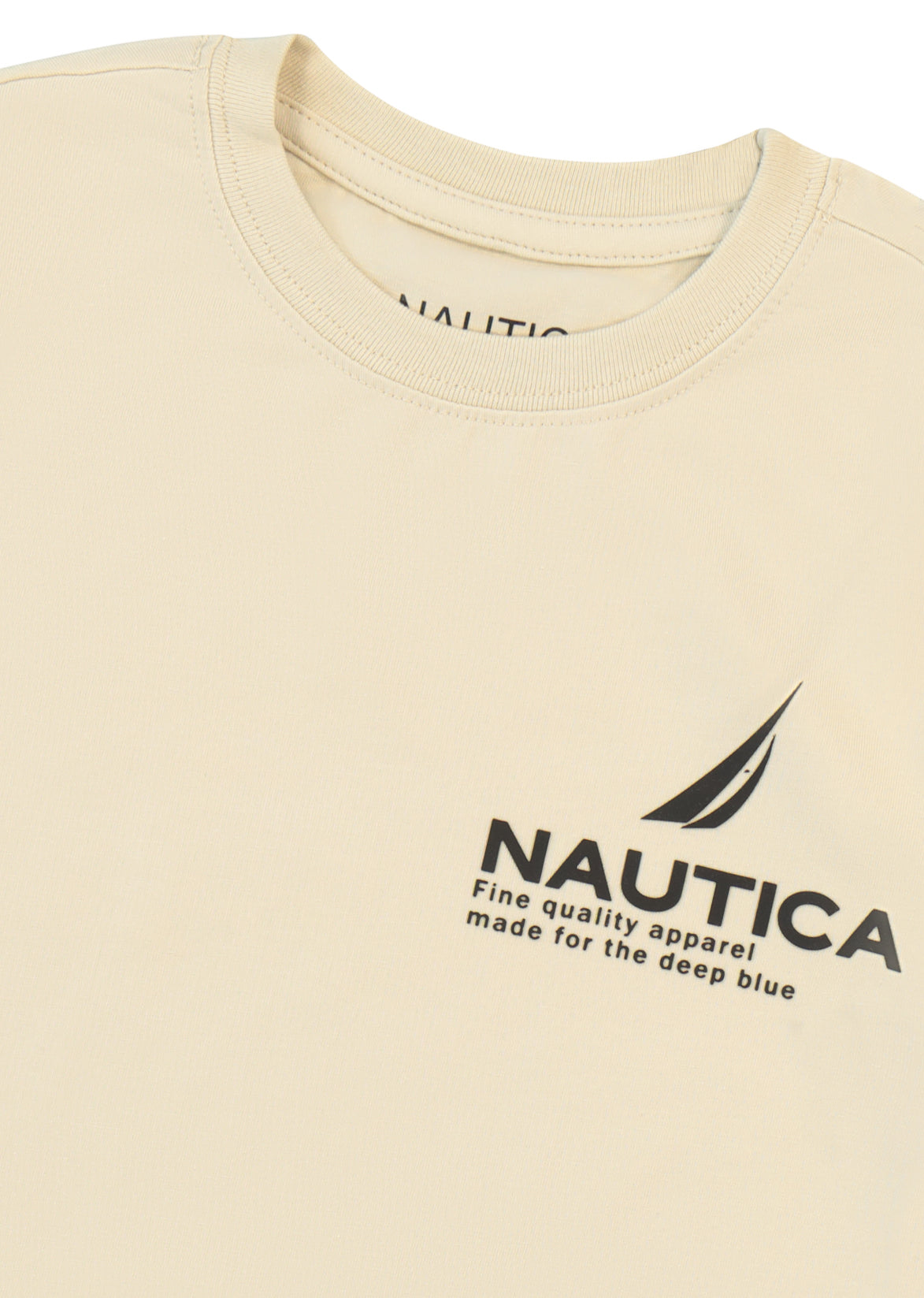 חולצת טישרט NAUTICA בלוגו קטן ועיצוב לילדים BEIGE / 2Y