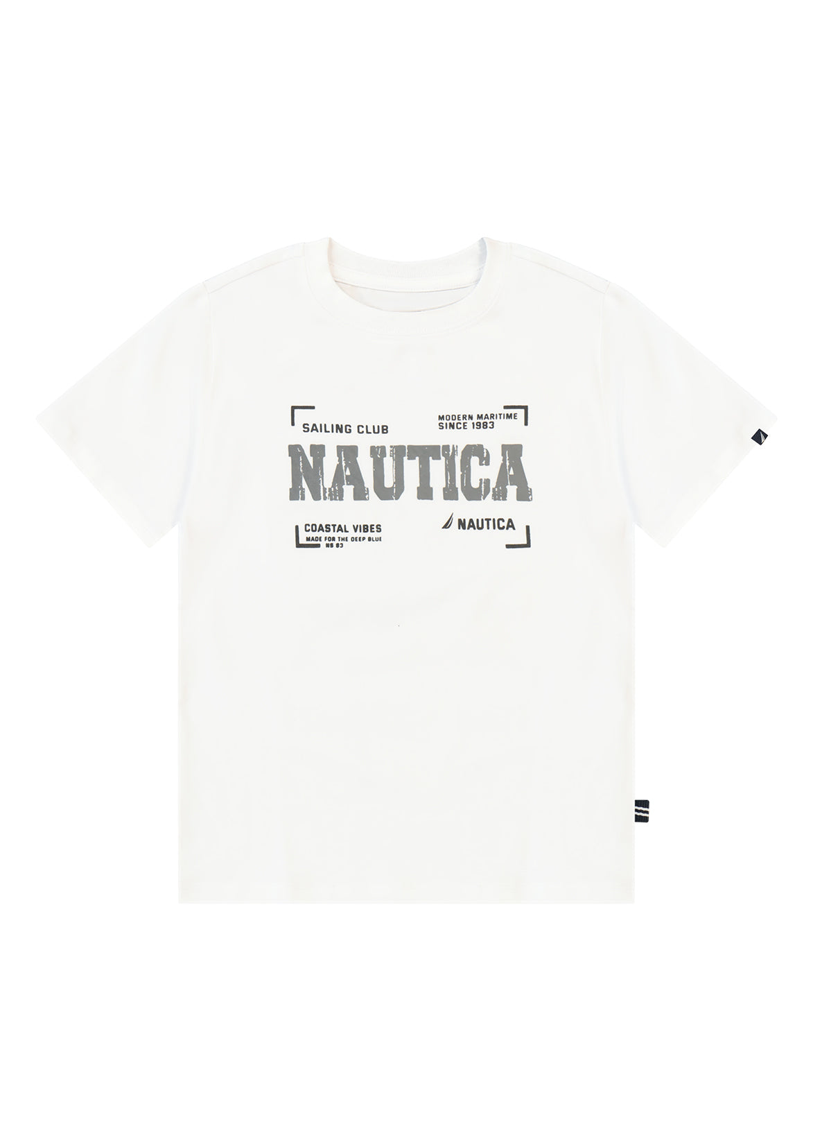 חולצת טישרט NAUTICA בדפוס צילום ימי לילדים WHITE / 2Y