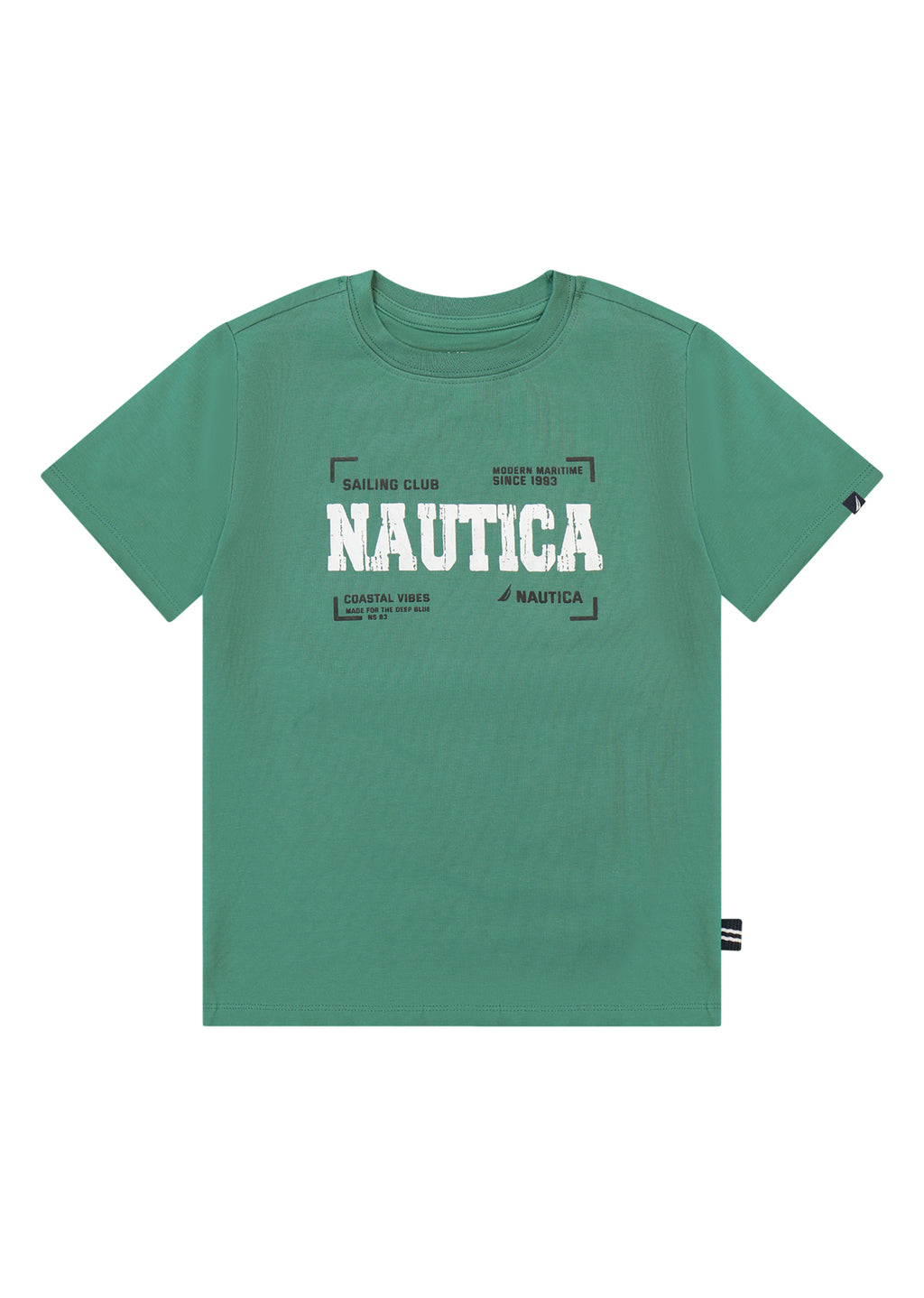 חולצת טישרט NAUTICA בדפוס צילום ימי לילדים Green / 2Y