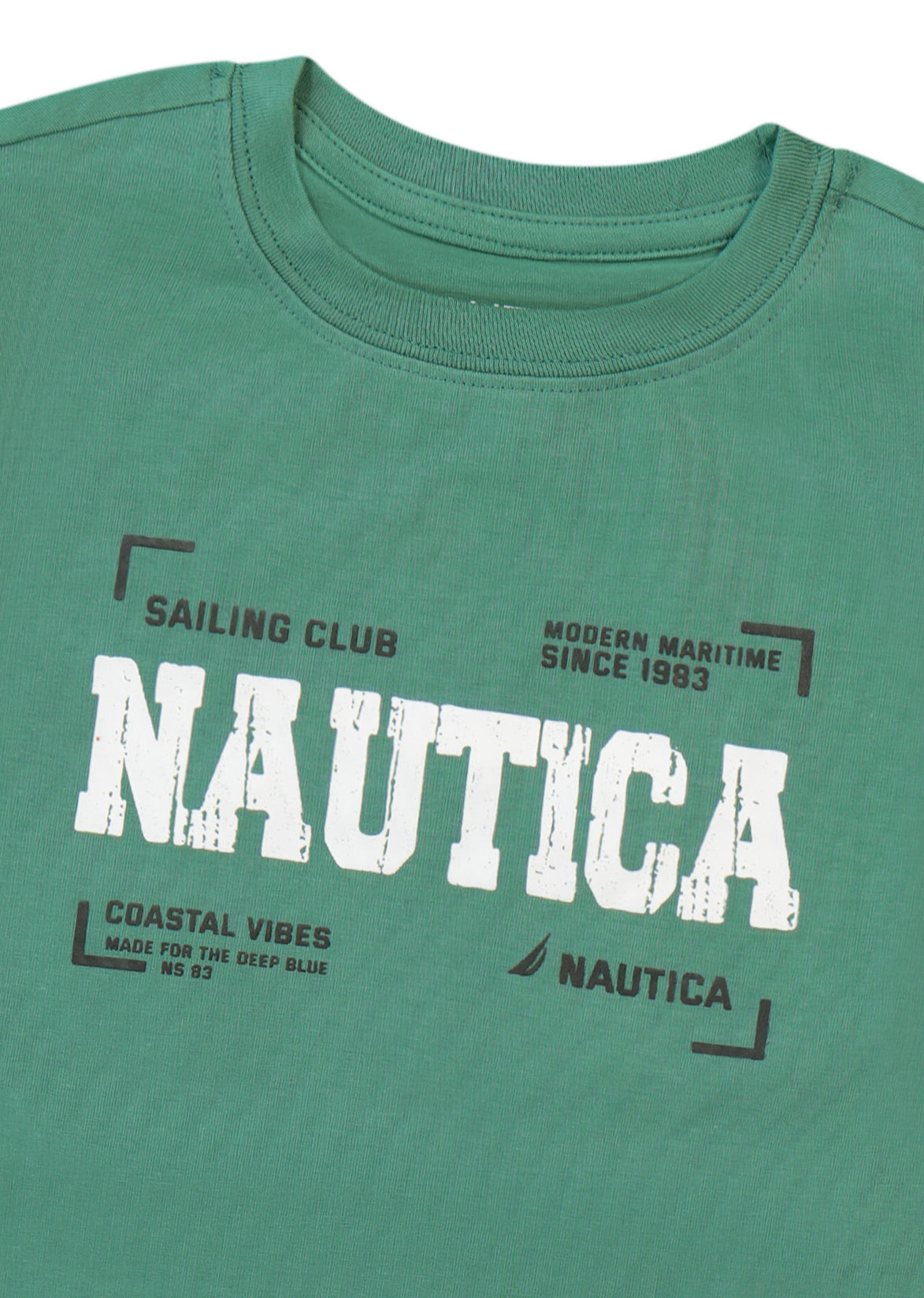 חולצת טישרט NAUTICA בדפוס צילום ימי לילדים Green / 2Y
